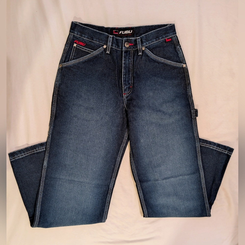 FUBU Women's Relaxed Fit Dark Jeans 90s Vintage Size W9/10